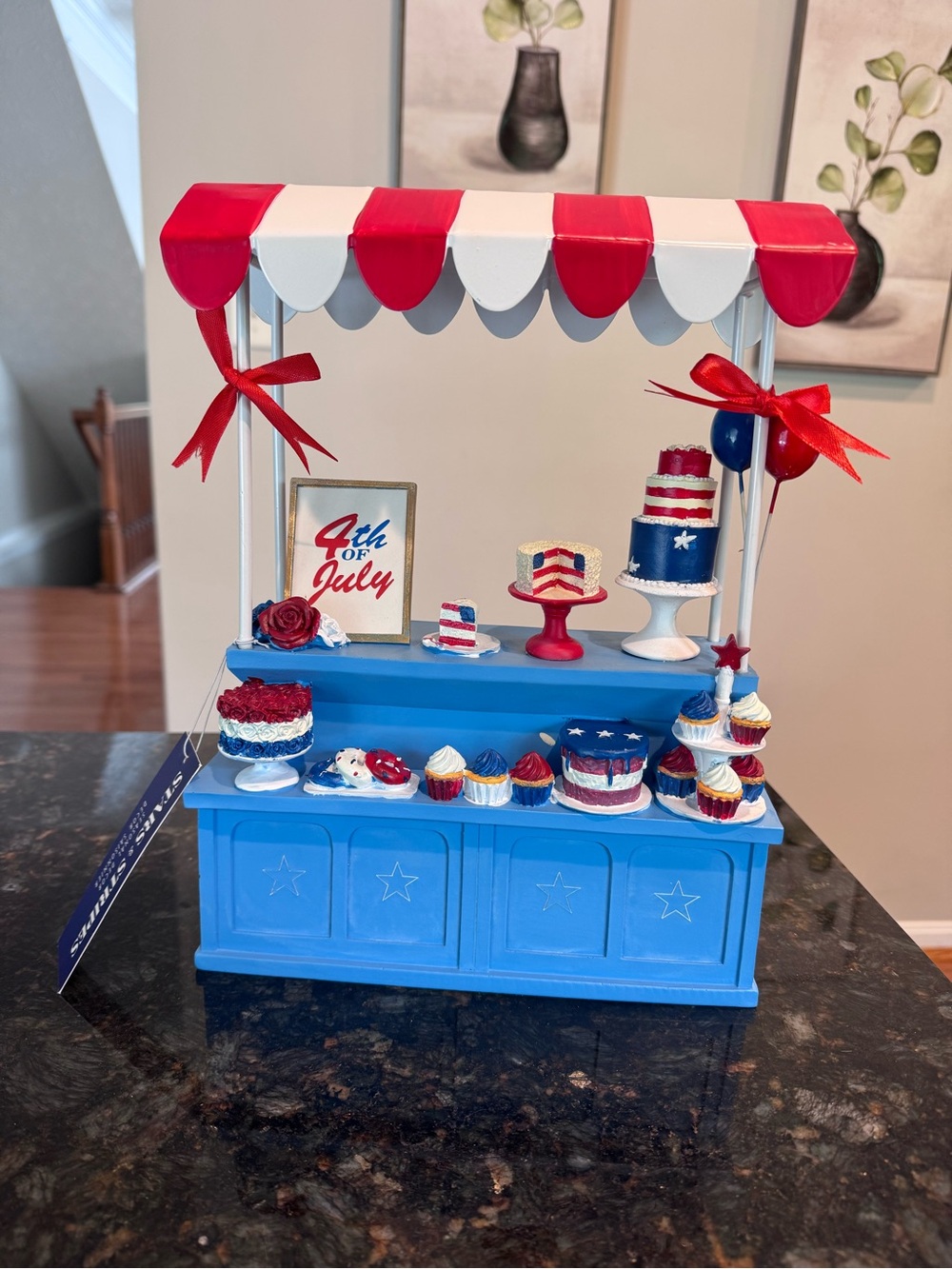 Fourth of July Resin Americana Dessert Stand Cake Cart Booth 12" NEW